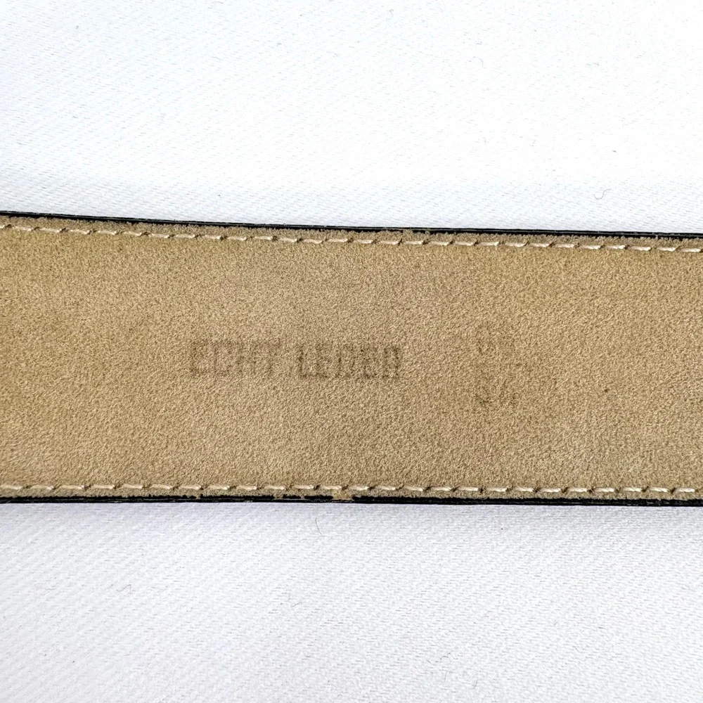 Leather Belt Brown Gold Enamel Buckle Made in France Size Women 31-35